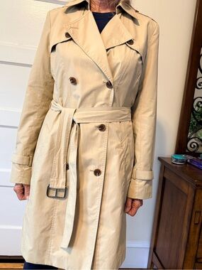 Cole Haan Beige Double-Breasted Trench Coat with Belt
